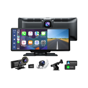 9.26" Wireless Car Stereo Apple Carplay with 2.5K Dash Cam, 1080P Backup Camera